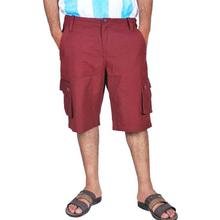 Maroon Pocket Design Half Pant For Men- MTR3061