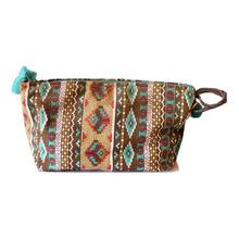 Brown Printed Side Tassel Pouch Bag For Women