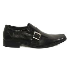 KILOMETER Black Shiny Buckle Lock Formal Shoes For Men