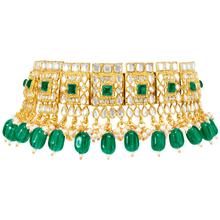 Aheli Indian Traditional Jewellery Green Kundan Choker Necklace Earring Jewellery Set for Women