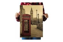 London Red Telephone Booth Design Kraft Paper Wall Decal