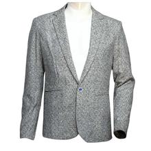 Grey Textured Single Buttoned Fashion Blazer For Men