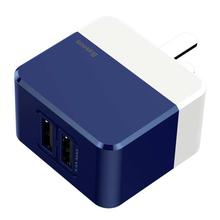 Baseus 3.4A Mini Square Dual USB Ports Hidden Foldable Pins Design Travel Fast Charger, US Plug, For iPad, iPhone, Galaxy, Huawei, Xiaomi, LG, HTC and Other Smart Phones, Rechargeable Devices(Dark Blue)