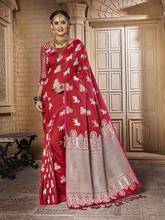 Stylee Lifestyle Red Banarasi  Silk Jacquard Saree - 2295