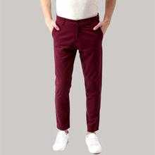 Maroon Stretchable Cotton Chinos For Men By Nyptra