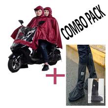 Bikers Raincoat And Rain Shoes Cover Boot (black)