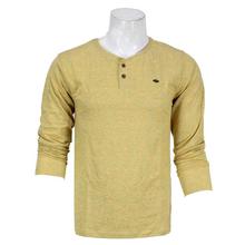 Yellow Plain Henley T-Shirt For Men