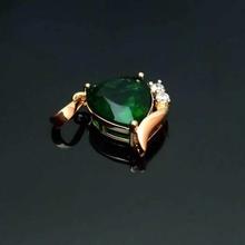 Classic Heart Shaped Green Colored Gemstone Design Gold Plated Pendant for Women Gifts Valentine Day Week 45-3200