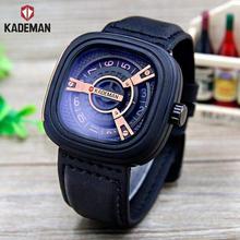 Kademan Casual Stylish Analog Leather Watch For Men-  Black/Blue