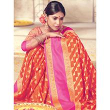 Stylee Lifestyle Orange Banarasi Silk Jacquard Saree - 2117