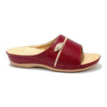 Maroon Laser-Cut Slip-On Sandals For Women - A9166 - 1