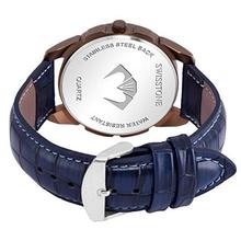 SWISSTONE Leather Strap Analogue Blue Dial Men's Wrist Watch