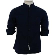 Midnight Blue Plain Cotton Shirt For Men