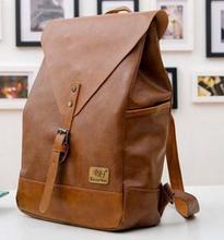 Three-box Large Capacity Vintage Leather Men Backpack Fashion School Bag Travel Solid Bag Business Laptop Backpack