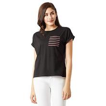 Miss Chase Women's Black Cotton T-Shirt