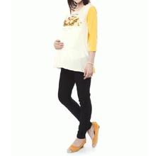 Nine Maternity Yellow Slogan Print Tee 5211 [Designed for the Pregnancy period with no compromise in style]