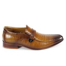 Tan Brown Wrinkled Slip-On Formal Shoes For Men - H1018