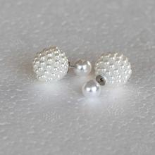 White Faux Pearl Embellished Double Sided Studs