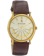 Titan Classique Collection Gold Tone Day And Date Function Watch 1482Yl03