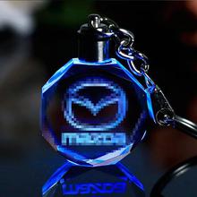 K9 Crystal Car Logo Key Chain Laser Engraved Colorful LED Light Key Ring Glass Keychain Decoration Accessories Pendant Gift