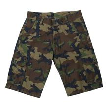 Green Camo Cotton Cargo Shorts For Men