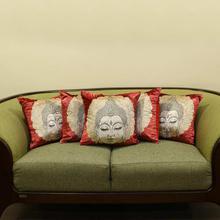 Buddha Print Velvet Cushion Cover - 5 Pc Set