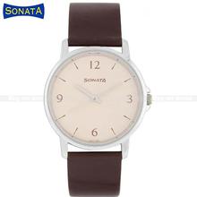 Sonata Essentials 77083Sl04 Brown Dial Analog Watch For Men - Brown