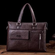 Men's JEEP Leather Business Briefcase Laptop Bag