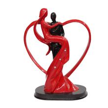 Red/Black Heart Shape Couple Statue Decor