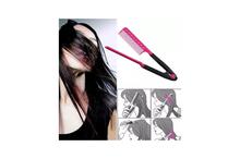 Pink V-Shaped Hair Straightening Comb For Women