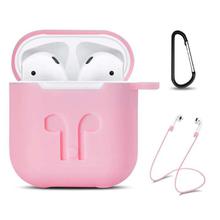 irPods Case Cover, Silicone AirPods Case Protective AirPods Accessories Set with Clip Holder/Keychain/Strap/ for Apple Airpod (2-Black)