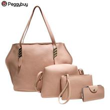 4pcs/Set Fashion Women PU Leather Tote Bag Shoulder Ladies