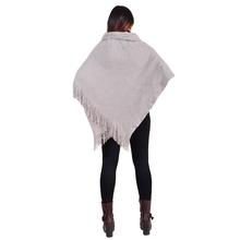 Paislei grey  poncho with buttons for women-MG-M4