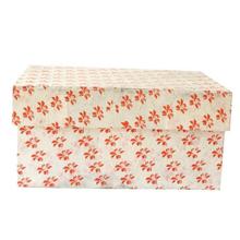 White/Orange Flowers Printed Gift Box