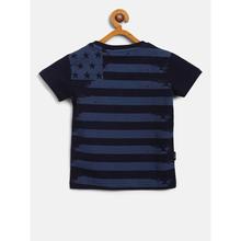 Giny & Jony Boys Navy Blue Printed Round Neck T-Shirt For Boys