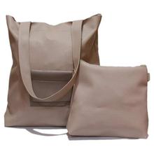 Pink/Dark Brown Front Pocket 2 in 1 Tote Bag For Women