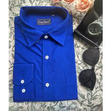 Plain Dark Blue Formal Shirt For Men