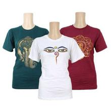 Pack Of 3 Printed 100% Cotton T-Shirt For Women- Green/White/Maroon