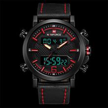 NaviForce NF9135 Digital Analog Dual Movement Watch for Men - Red/Black
