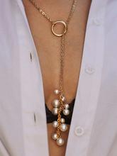 Faux Pearl Detail Y Link Necklace