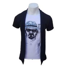 Black Printed Outer Attached Tshirt For Men