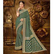 Green Kanjivaram Banarasi Silk Saree with Blouse Piece for Party, Wedding, Festival and Causal