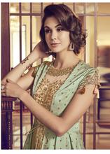 Stylee Lifestyle Green Raw Silk Embroidered Dress Material -2067