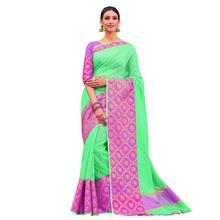 Stylee Lifestyle Turquoise Banarasi Silk Jacquard Saree (1800)