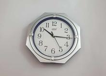 Lotus Quartz Blue and Silver Octagon Analog Wall clock-Model 4399