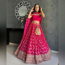 Heavy Net Embroidery pink Color Semi Stitched Lehenga For Women