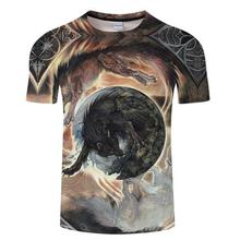 Black tshirt Wolf t shirt Men t-shirt Anime Tee 3D Top Harajuku