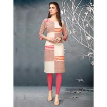 Stylee Lifestyle Beige Crepe Printed Kurti - 5002