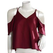 Maroon Solid Shoulder Cut Top For Women