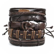 IF ME Fashion Multiple Layers Punk Leather Bracelets Men